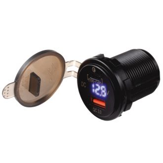 FOUR Connect 4-600162 waterprof USB-charger with voltage display